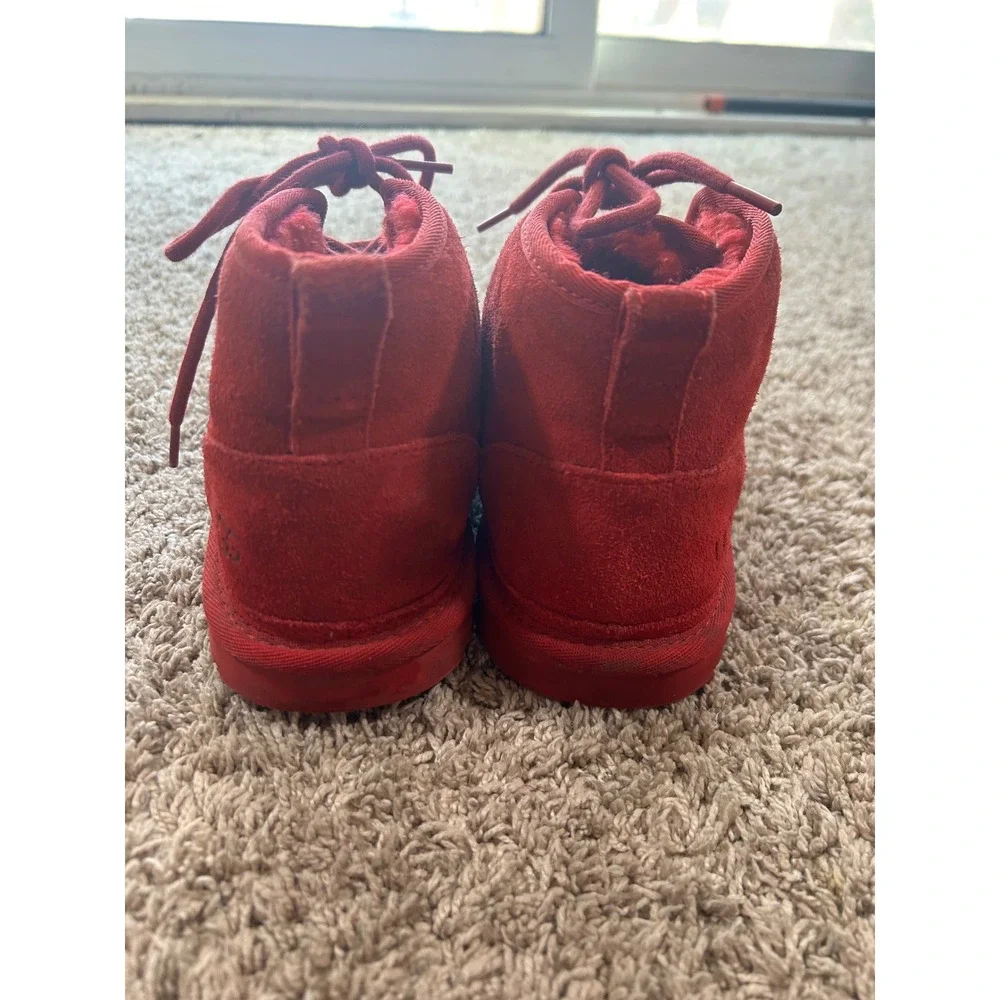 UGG Neumel‎ Red Suede Lace Up Slipper Boots Mens 7